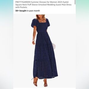 Pretty Garden Navy Eyelet Maxi Dress from Amazon size small
